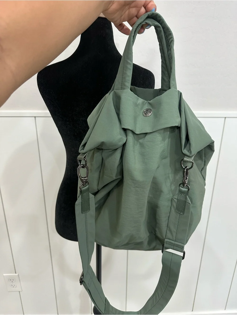 Olive Green Convertible Messenger Tote